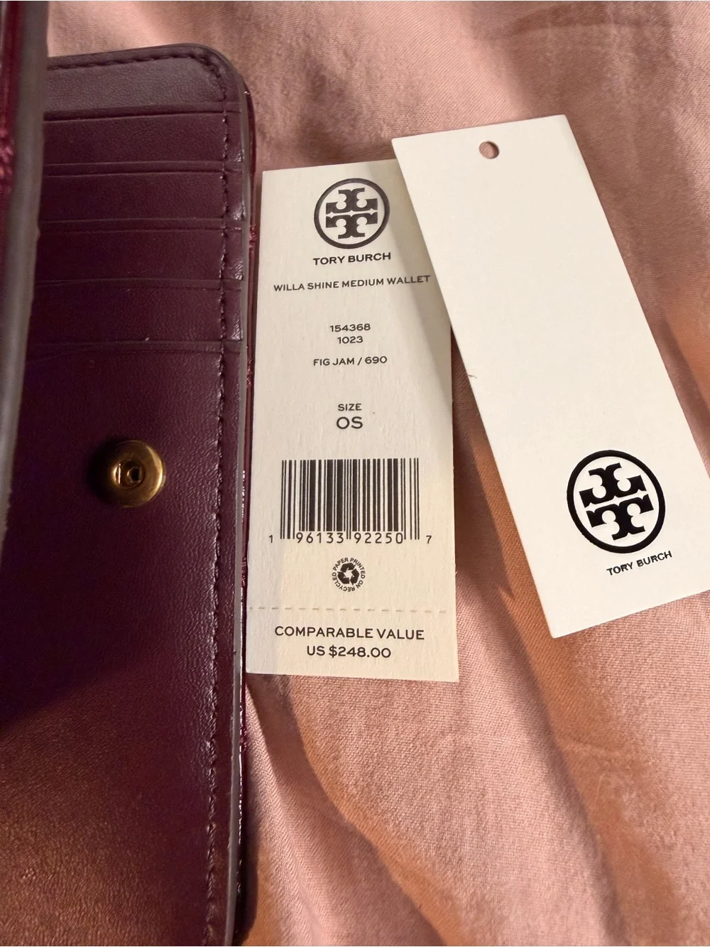 Tory Burch Willa Shine Medium Wallet – Fig Jam